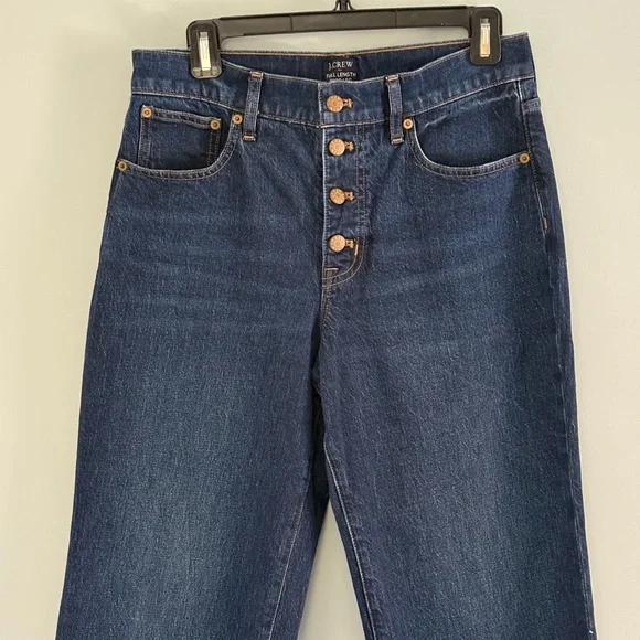 J.Crew Full Length Wide-Leg Denim Jeans Size 27 Dark Wash Button Fly - Picture 4 of 12